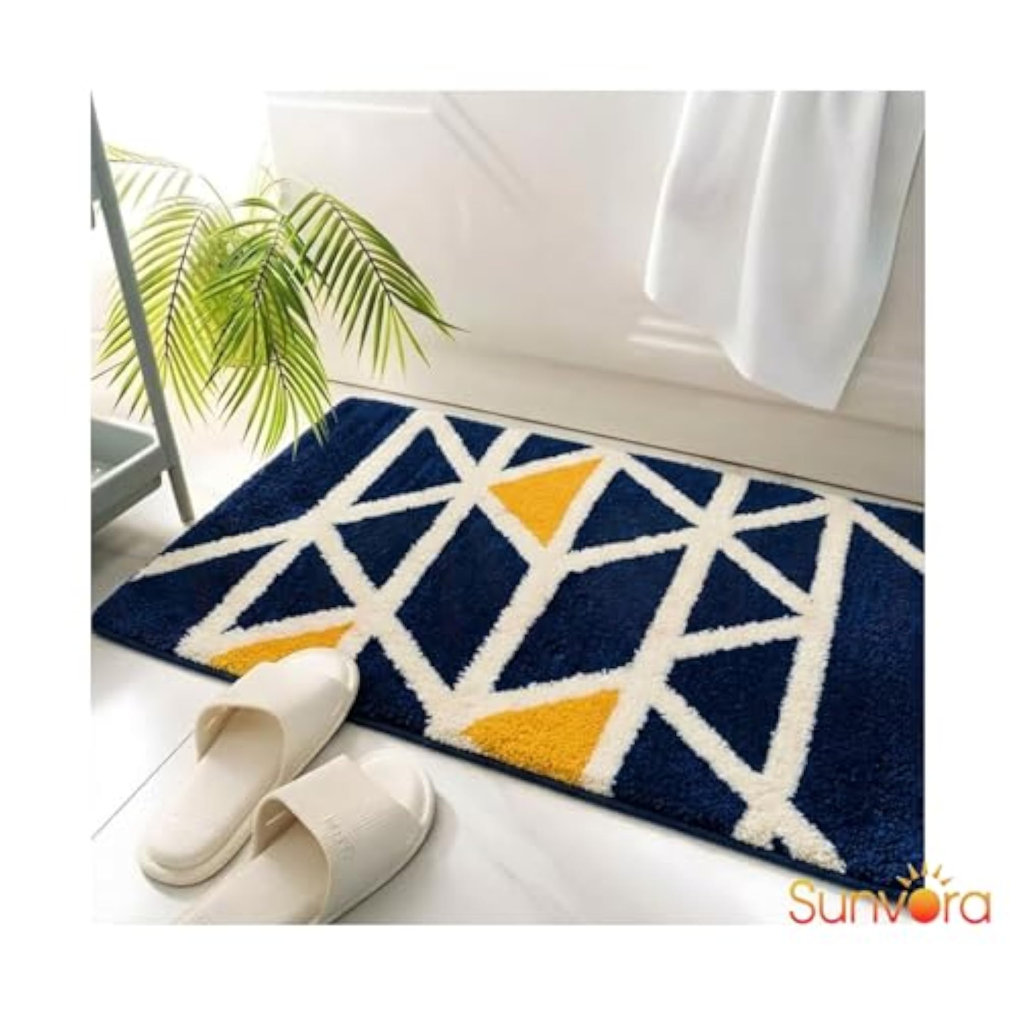 Super Soft Microfiber Anti Skid Bath Mat, Blue